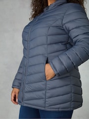 Live Unlimited Grey Curve Chevron Packable Puffer Jacket - Image 3 of 6