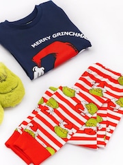 Vanilla Underground Blue The Grinch Boys Long Sleeve Long Leg 100% Cotton Pyjamas Christmas Set - Image 5 of 6