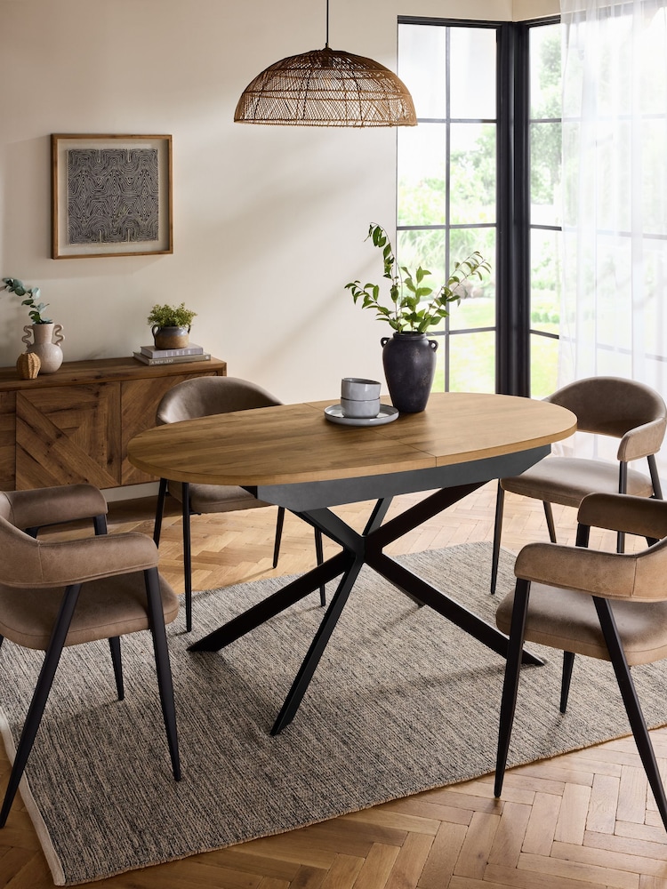 Dark Bronx Oak Effect Oval 6 to 8 Seater Extending Dining Table - Image 1 of 8