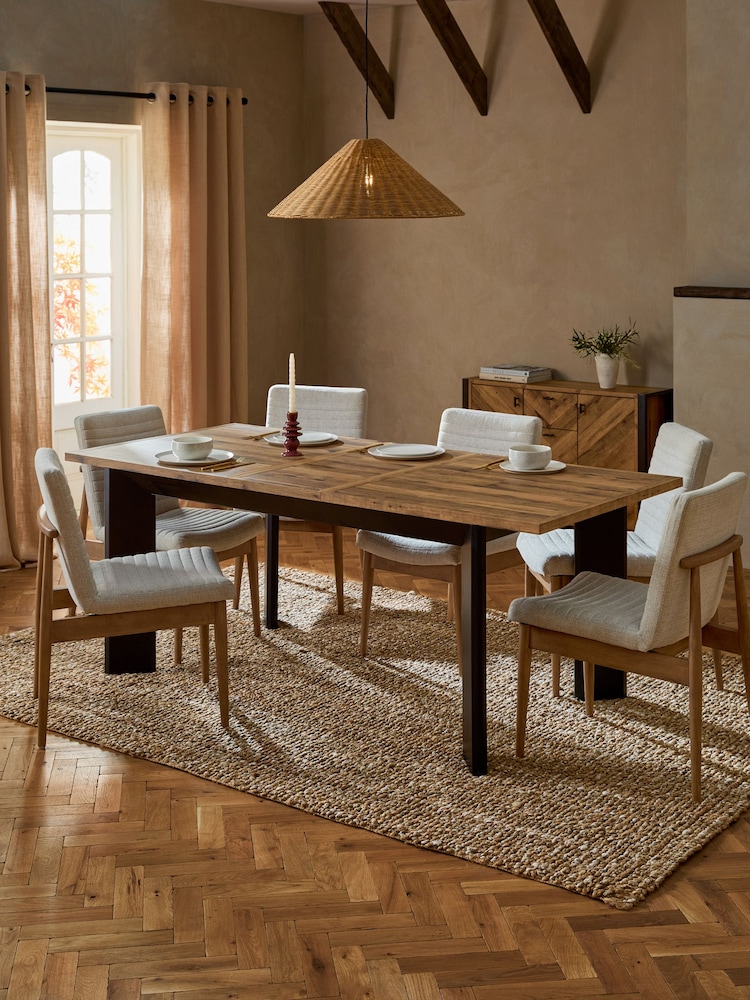 Dark Natural Bronx 6 to 8 Extending Chunky Dining Table - Image 2 of 10