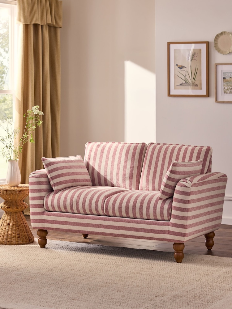 Bold Chenille Stripe Dark Pink Emory 2 Seater Sofa In A Box - Image 1 of 7 Bold Chenille Stripe Dark Pink Emory 2 Seater Sofa In A Box - Image 1 of 7