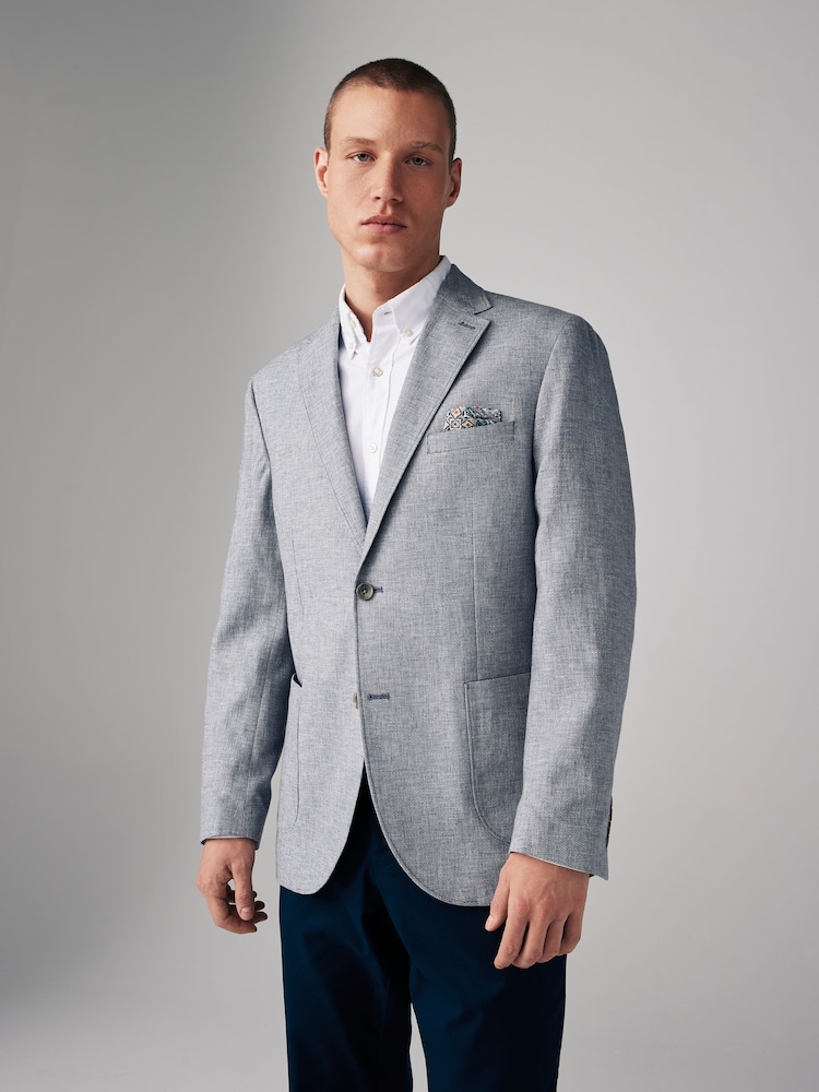 Chambray bleu - Ajustement régulier - Blazer Blend en lin texturé - Image 1 of 10