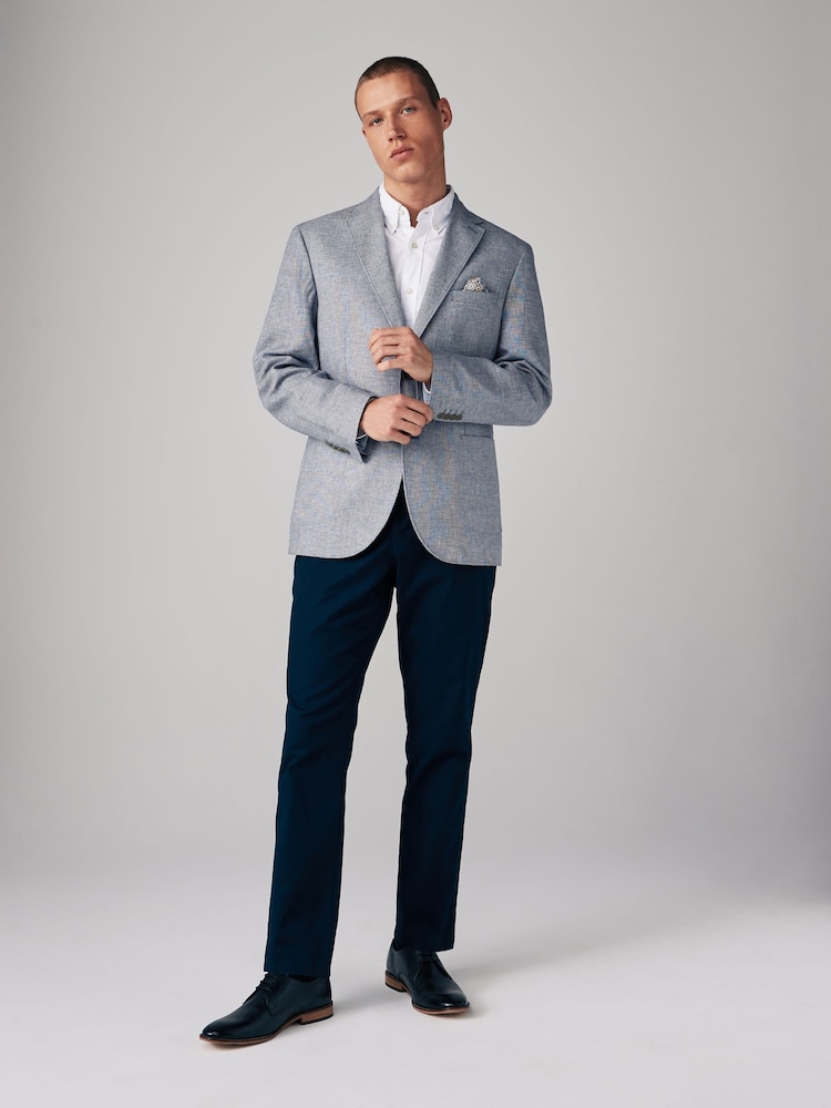 Chambray bleu - Ajustement régulier - Blazer Blend en lin texturé - Image 2 of 10