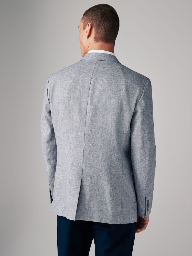 Chambray bleu - Ajustement régulier - Blazer Blend en lin texturé - Image 3 of 10