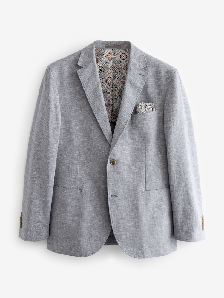 Chambray bleu - Ajustement régulier - Blazer Blend en lin texturé - Image 6 of 10