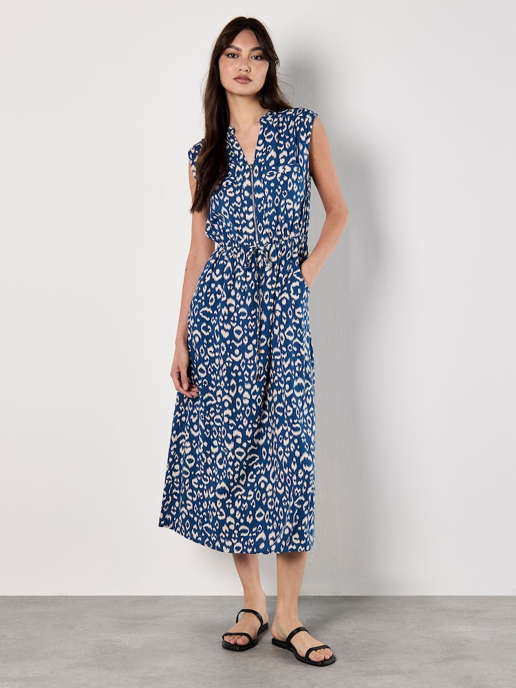 Apricot Blue Animal Print Midi Dress - Image 1 of 4