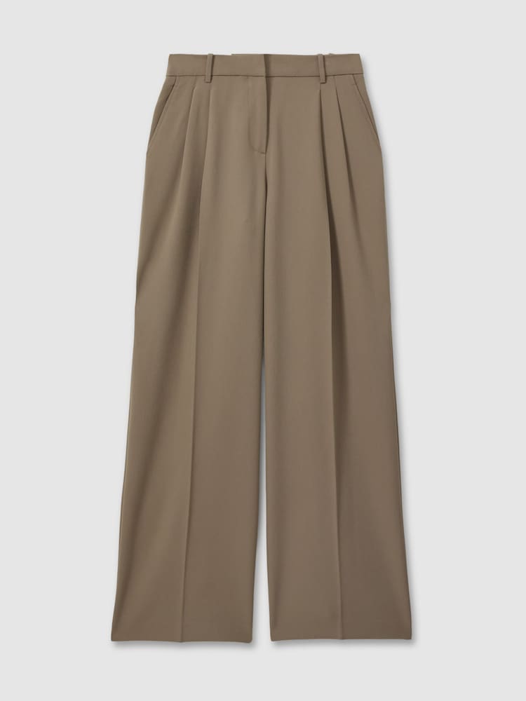 Reiss Madelyn broek met wijde pijpen en plooi aan de voorkant - Image 2 of 6