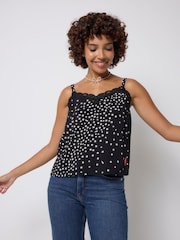 SCAMP & DUDE Black Star Cluster Lace Trim Cami Top - Image 3 of 4