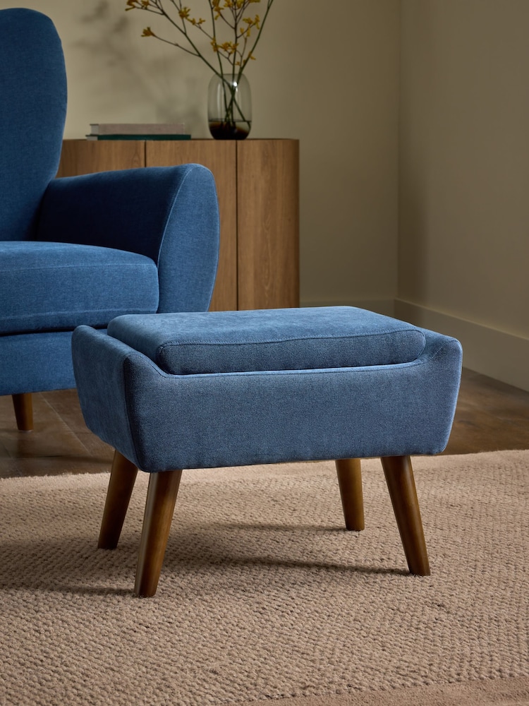 Soft Twill Navy Blue Wilson Storage Footstool - Image 1 of 6 Soft Twill Navy Blue Wilson Storage Footstool - Image 1 of 6