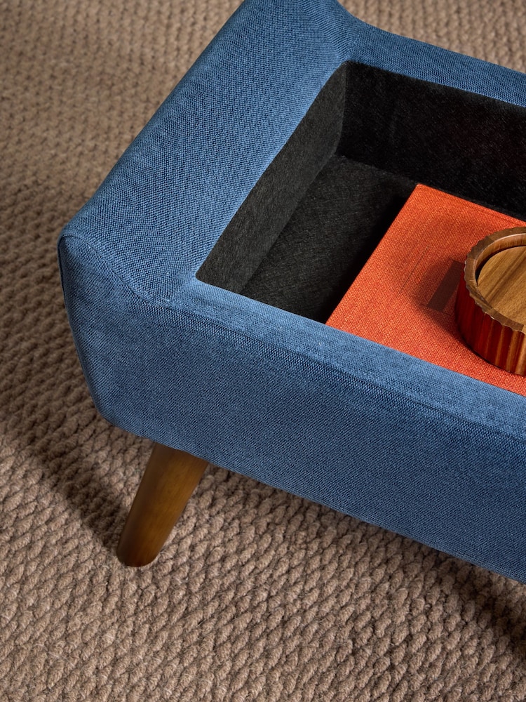 Soft Twill Navy Blue Wilson Storage Footstool - Image 2 of 6 Soft Twill Navy Blue Wilson Storage Footstool - Image 2 of 6