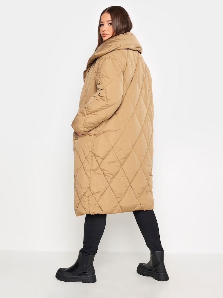 Yours Curve Cream Diamond Quilted Puffer Coat - Image 2 of 4