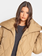 Yours Curve Cream Diamond Quilted Puffer Coat - Image 4 of 4