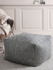 Dark Grey Bouclé Weave Large Pouffe - Image 1 of 5
