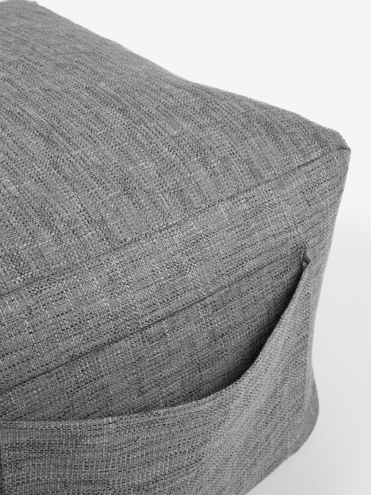 Dark Grey Bouclé Weave Large Pouffe - Image 5 of 5 Dark Grey Bouclé Weave Large Pouffe - Image 5 of 5