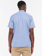Barbour® Blue Nelson Linen Blend Short Sleeve Shirt - Image 2 of 6