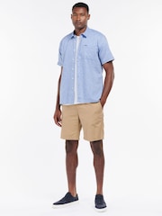 Barbour® Blue Nelson Linen Blend Short Sleeve Shirt - Image 3 of 6