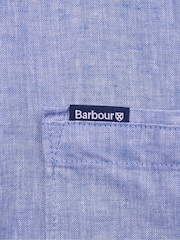 Barbour® Blue Nelson Linen Blend Short Sleeve Shirt - Image 6 of 6