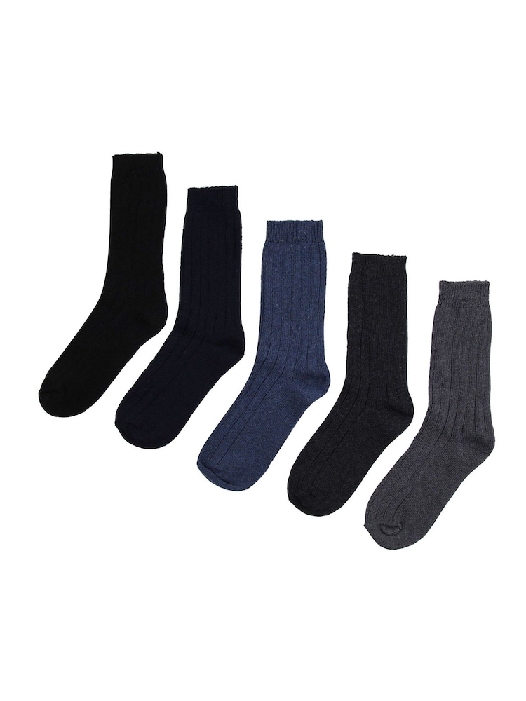 Jeff Banks Multi Heavy Duty Rib Boot Socks 5 Pack - Image 2 of 6