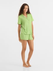 Urban Threads Green Rib Button Up Short Pyjamas Set - Image 1 of 5