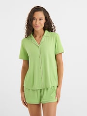 Urban Threads Green Rib Button Up Short Pyjamas Set - Image 3 of 5