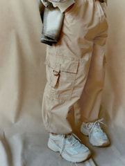 Neutral Jersey Lined Parachute Cargo Trousers (3-16yrs) - Image 1 of 7