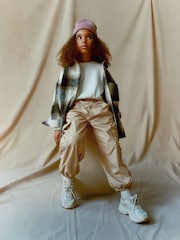 Neutral Jersey Lined Parachute Cargo Trousers (3-16yrs) - Image 3 of 7
