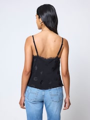 SCAMP & DUDE Black Jacquard Lace Trim Cami Top - Image 2 of 5