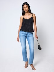 SCAMP & DUDE Black Jacquard Lace Trim Cami Top - Image 3 of 5