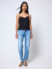 SCAMP & DUDE Black Jacquard Lace Trim Cami Top - Image 4 of 5