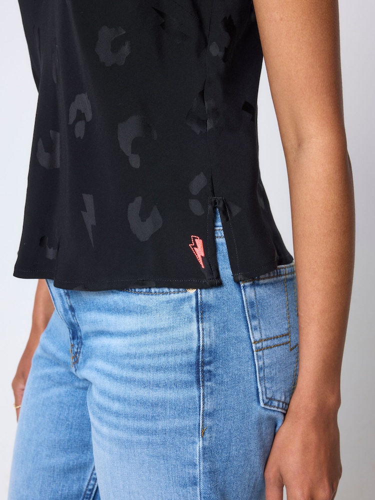 SCAMP & DUDE Black Jacquard Lace Trim Cami Top - Image 5 of 5 SCAMP & DUDE Black Jacquard Lace Trim Cami Top - Image 5 of 5