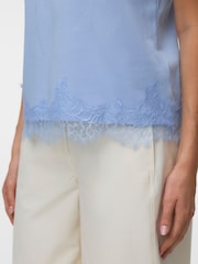 VERO MODA Blue Lace Trim Short Sleeve T-Shirt - Image 4 of 5