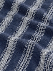Navy Blue 100% Cotton Textured Stripe Short Sleeve Shirt - Image 4 of 8