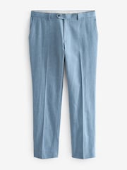 Light Blue Linen Blend Tailored Fit Suit Trousers - Image 5 of 8
