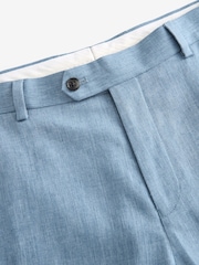 Light Blue Linen Blend Tailored Fit Suit Trousers - Image 6 of 8