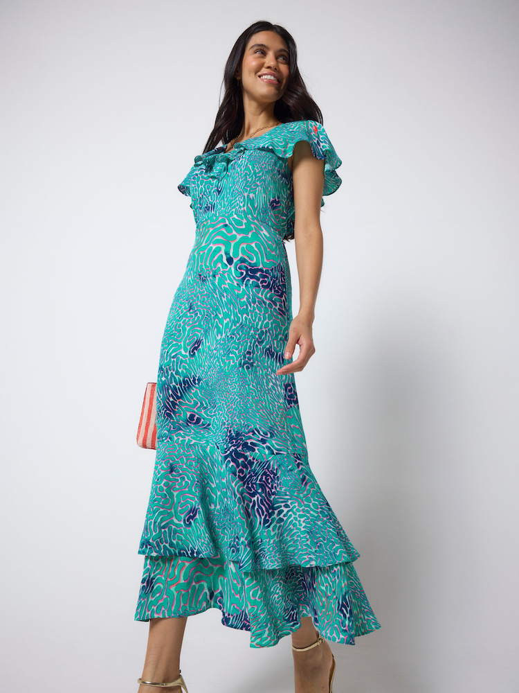 SCAMP & DUDE Ocean Scales na may Cape Sleeve Midi Dress - Larawan 2 ng 6 SCAMP & DUDE Ocean Scales na may Cape Sleeve Midi Dress - Larawan 2 ng 6