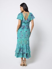 SCAMP & DUDE Ocean Scales na may Cape Sleeve Midi Dress - Larawan 5 ng 6