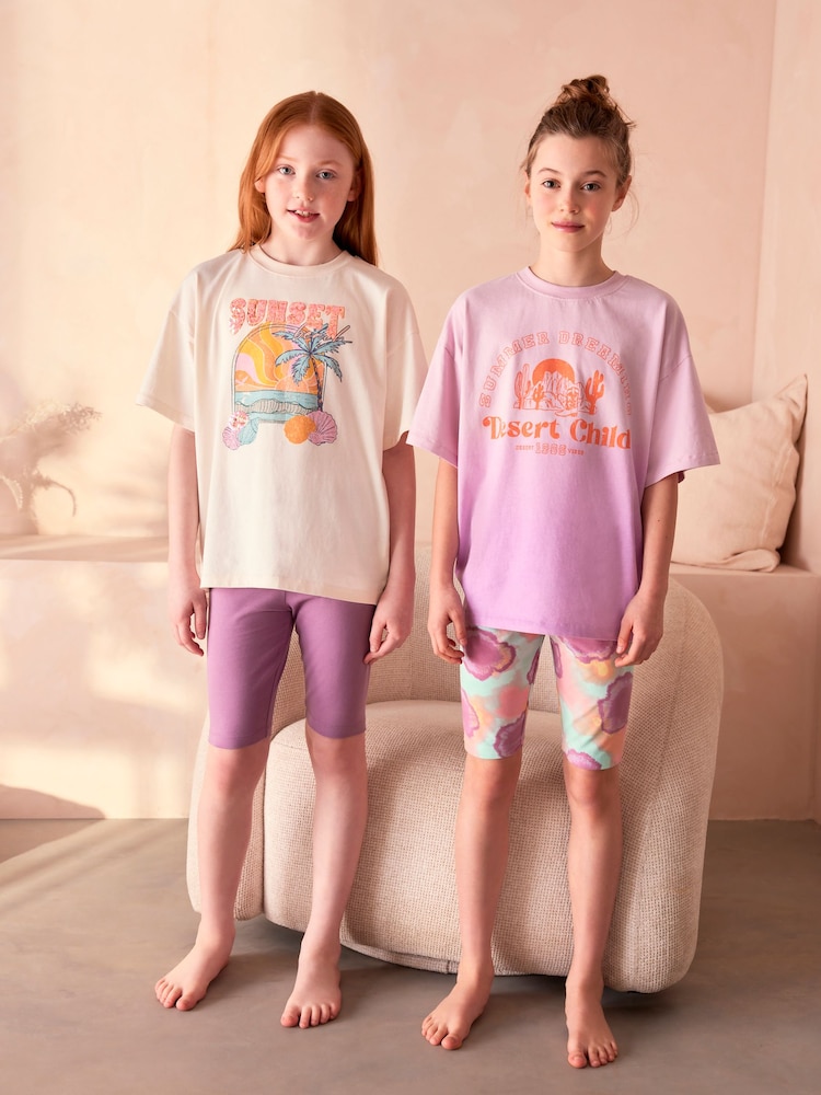 Creme/Violett-Ombré - 100% Baumwolle, kurzer Pyjama, 2 Pack (3-16Jahre) - Bild 1 von 1 Creme/Violett-Ombré - 100% Baumwolle, kurzer Pyjama, 2 Pack (3-16Jahre) - Bild 1 von 1