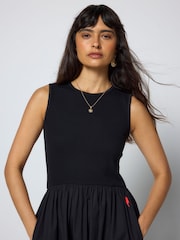 SCAMP & DUDE Black Jersey Woven Mix Midi Dress - Image 4 of 4