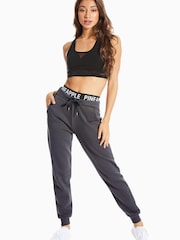 Pineapple Charcoal Grey Double Waistband Joggers - Image 2 of 4