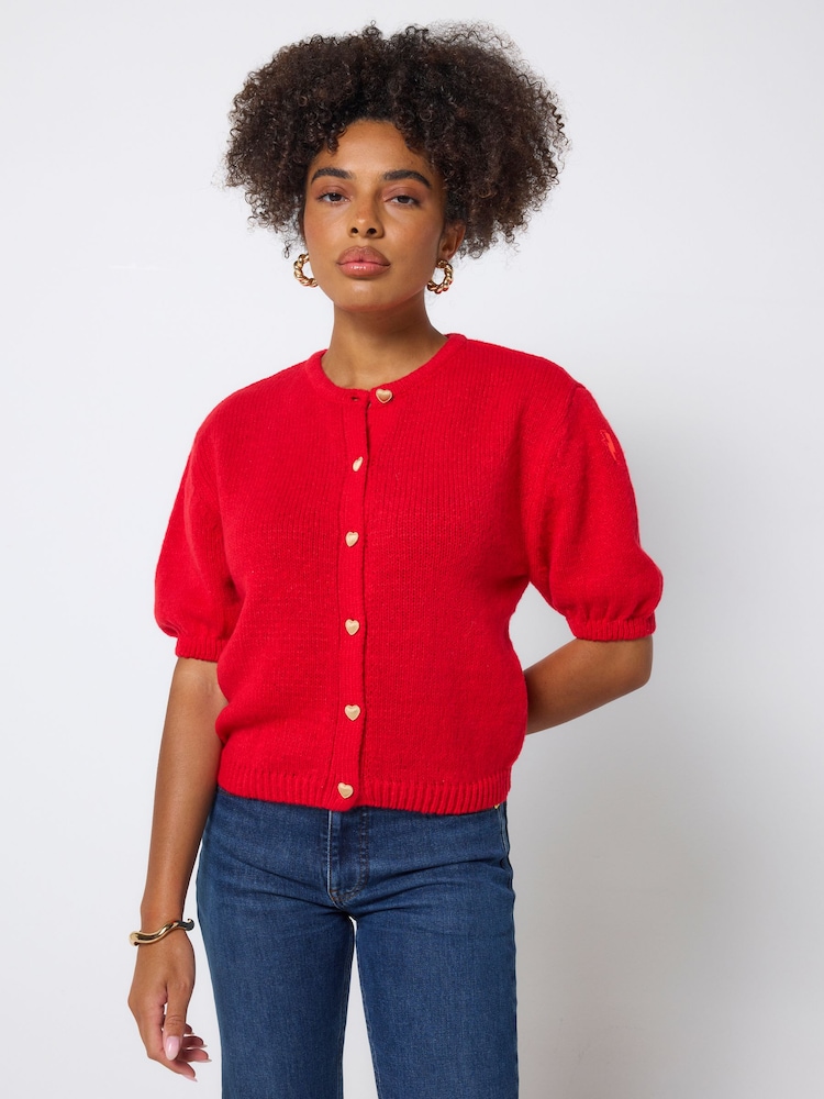 SCAMP & DUDE Red Short Sleeve Cardigan - Image 1 of 6 SCAMP & DUDE Red Short Sleeve Cardigan - Image 1 of 6