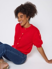 SCAMP & DUDE Red Short Sleeve Cardigan - Image 2 of 6