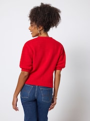 SCAMP & DUDE Red Short Sleeve Cardigan - Image 5 of 6