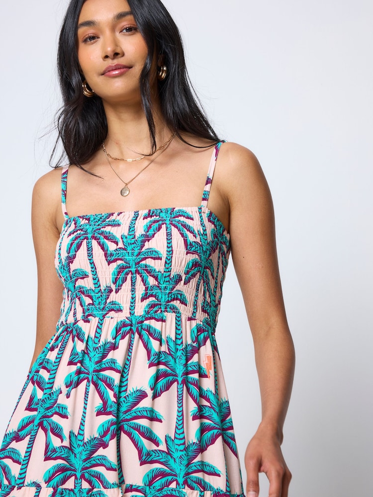 SCAMP & DUDE Cream Shadow Palm Bandeau Midi Dress - Image 4 of 4 SCAMP & DUDE Cream Shadow Palm Bandeau Midi Dress - Image 4 of 4
