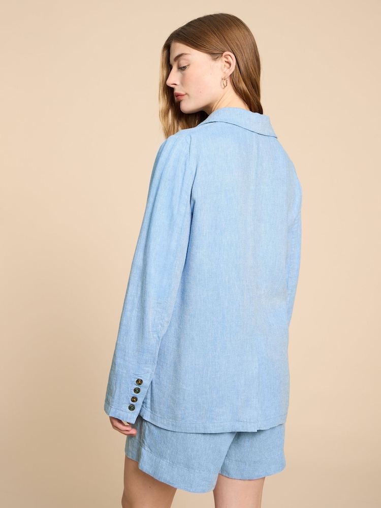 White Stuff Blue Loren Linen Blend Blazer - Image 2 of 7 White Stuff Blue Loren Linen Blend Blazer - Image 2 of 7