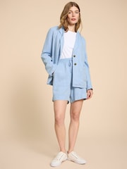 White Stuff Blue Loren Linen Blend Blazer - Image 3 of 7