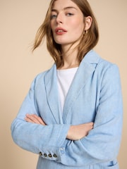 White Stuff Blue Loren Linen Blend Blazer - Image 4 of 7