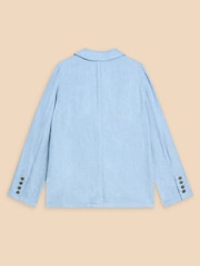 White Stuff Blue Loren Linen Blend Blazer - Image 6 of 7