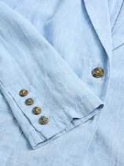 White Stuff Blue Loren Linen Blend Blazer - Image 7 of 7