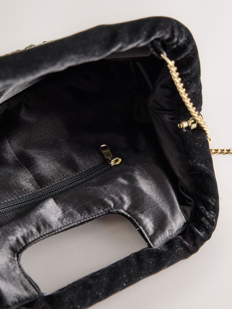 Blue Velvet Embellished Clutch Bag - Image 5 of 5