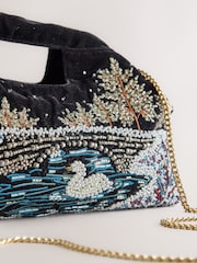 Blue Velvet Embellished Clutch Bag - Image 7 of 9
